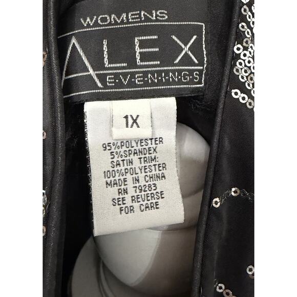 Alex Evenings Tank Jacket 2 Piece Set Womens 1X Black Silver Sequin Cocktail - Picture 4 of 4